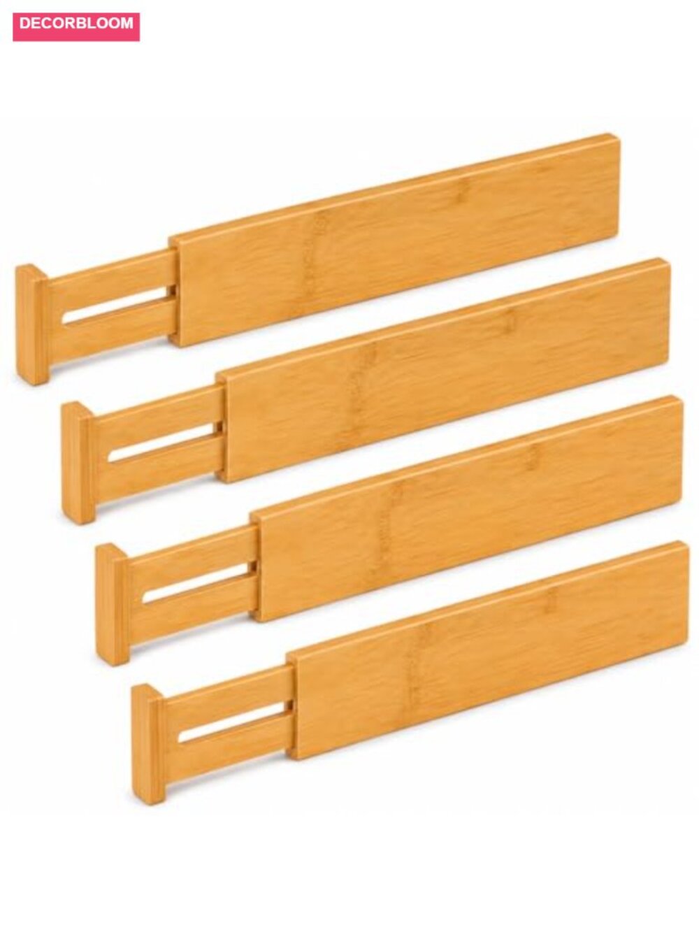 Bamboo Drawer Dividers 4 Pack Spring Loaded Expandable Organizer Set